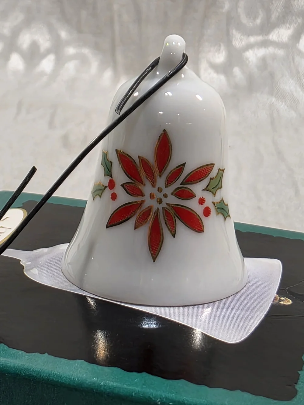 White 1993 Porcelain Holiday Bell Ornament